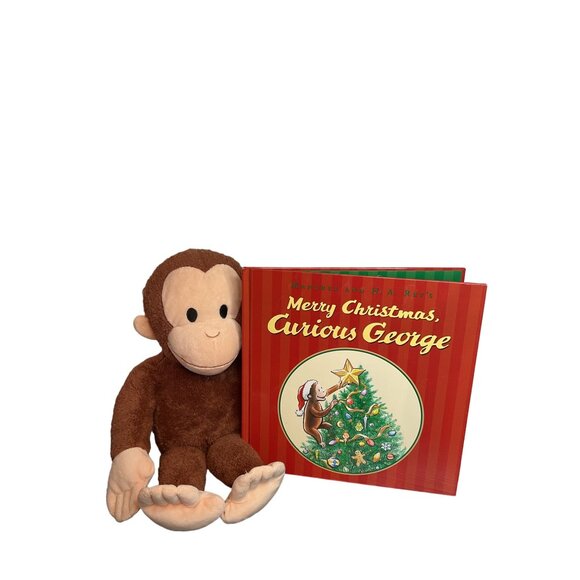 2016 Kohls Cares Merry Christmas Curious George Plush Stuffed Animal and Book - Picture 11 of 11